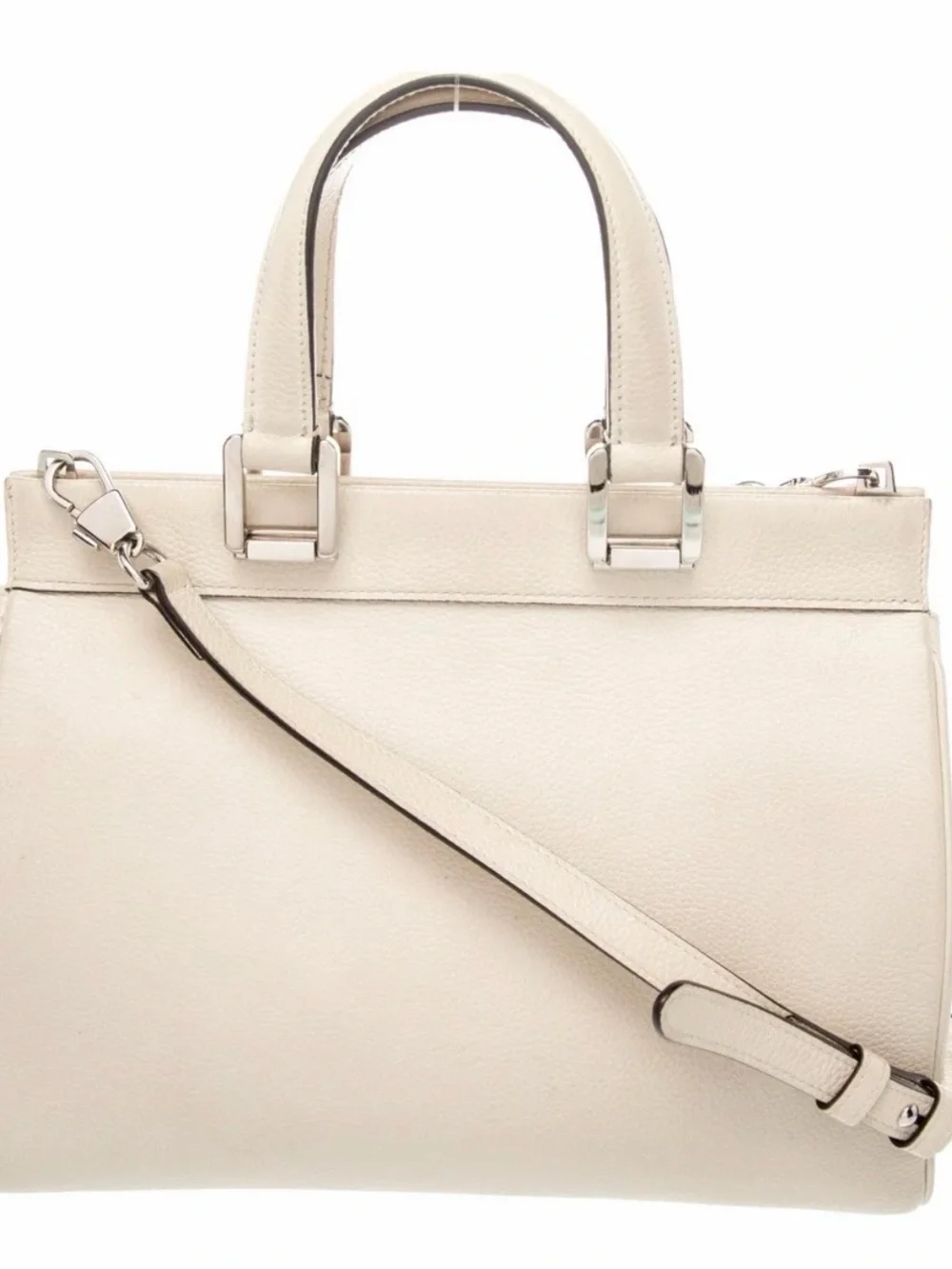 Gucci Cream Leather Top-Handle Satchel with Mixed Gold & Silver Hardware